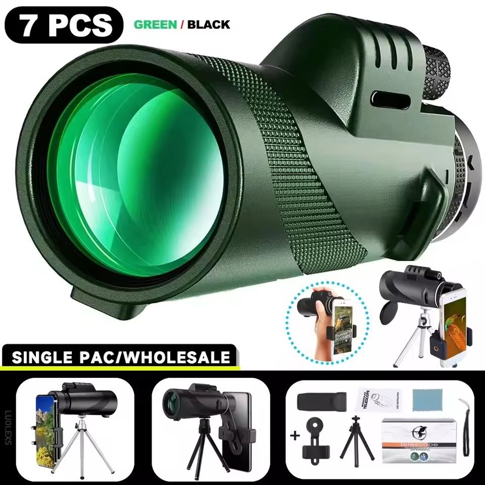 High-Power Monocular Telescope with Tripod and Phone Adapter for Outdoor Camping and Hiking