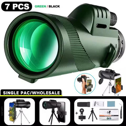 High-Power Monocular Telescope with Tripod and Phone Adapter for Outdoor Camping and Hiking