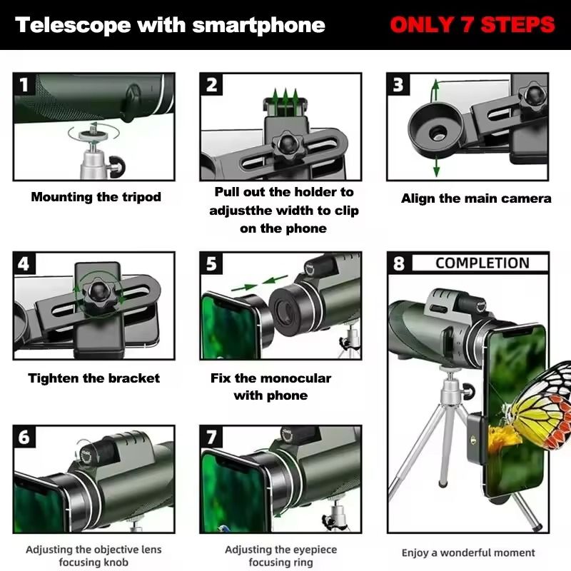 HighPower Monocular Telescope With Tripod And Phone Adapter For Outdoor Camping And Hiking 1