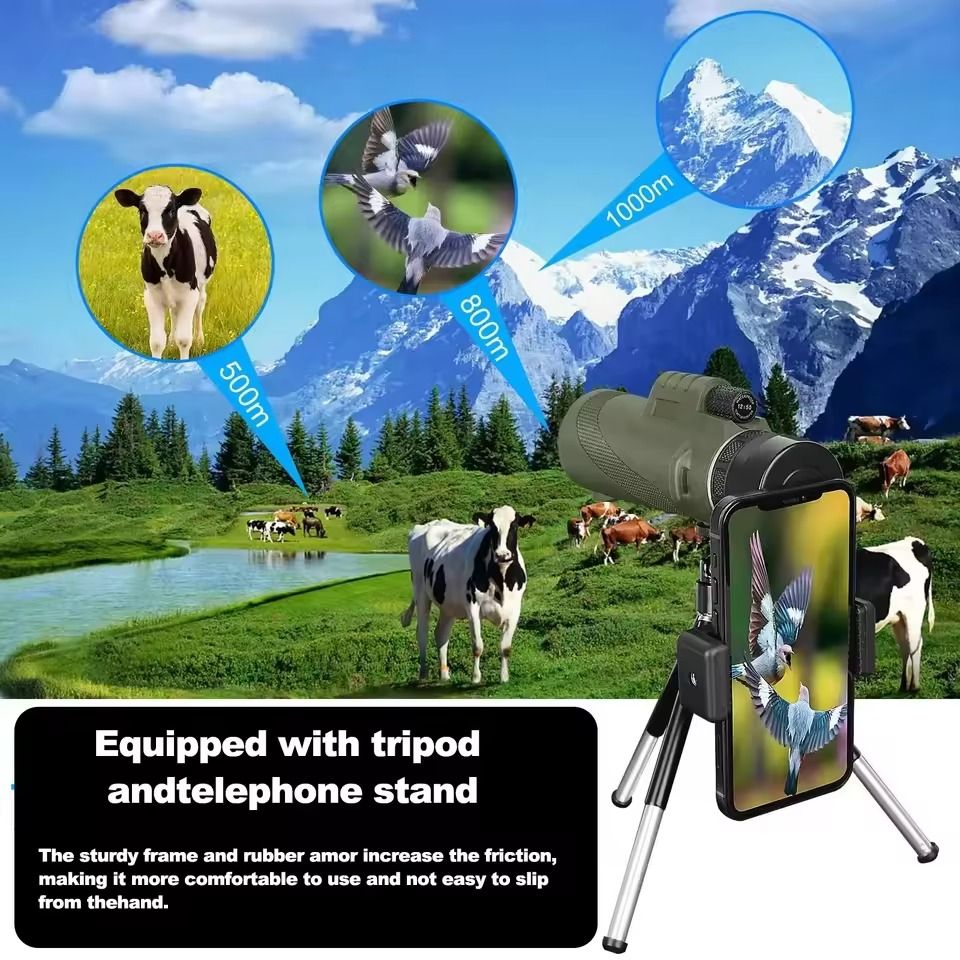 HighPower Monocular Telescope With Tripod And Phone Adapter For Outdoor Camping And Hiking 4