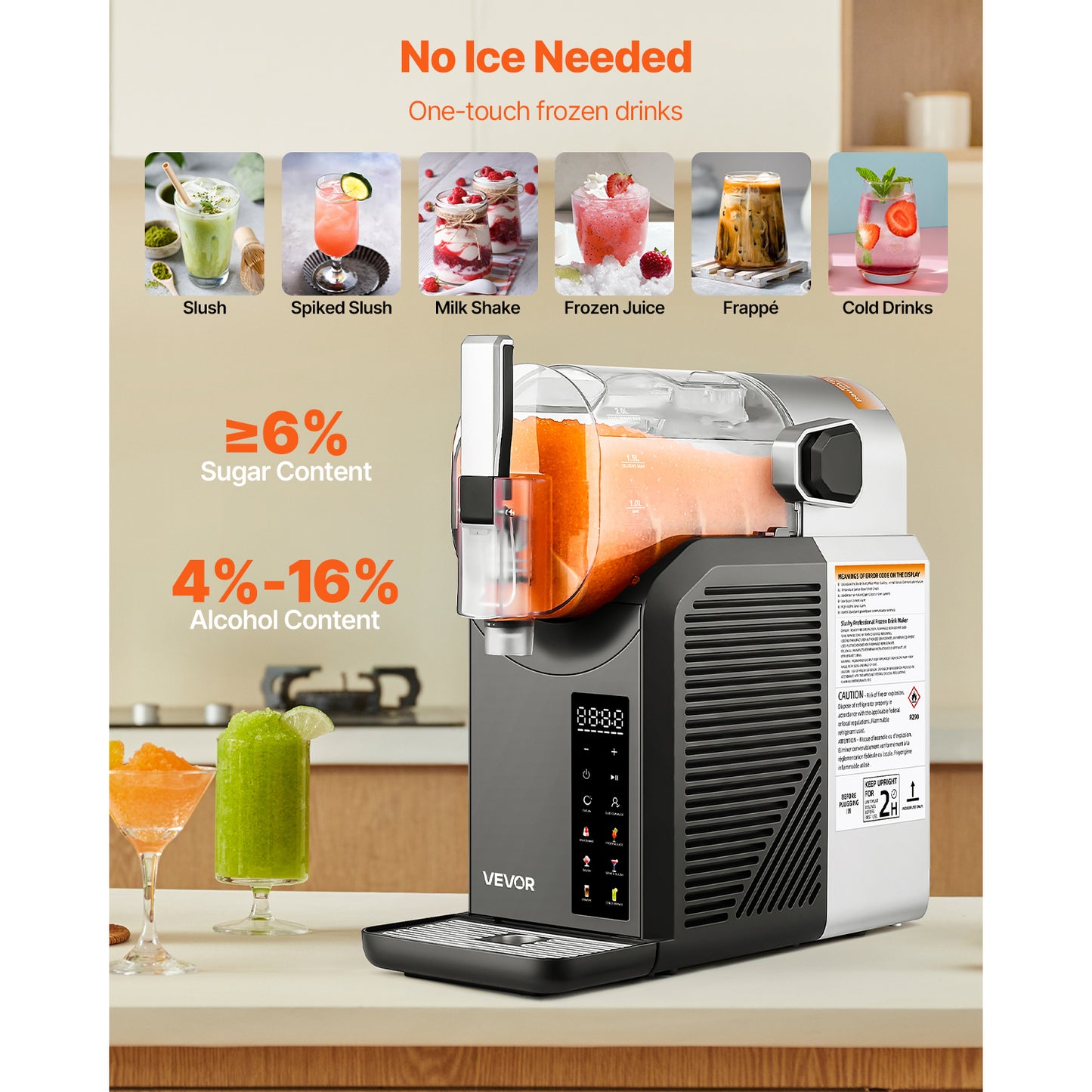 Succebuy Slushie Machine No Ice Needed, Frozen Margarita Machine with Self-Cleaning, Home Frappe & Milkshake Maker
