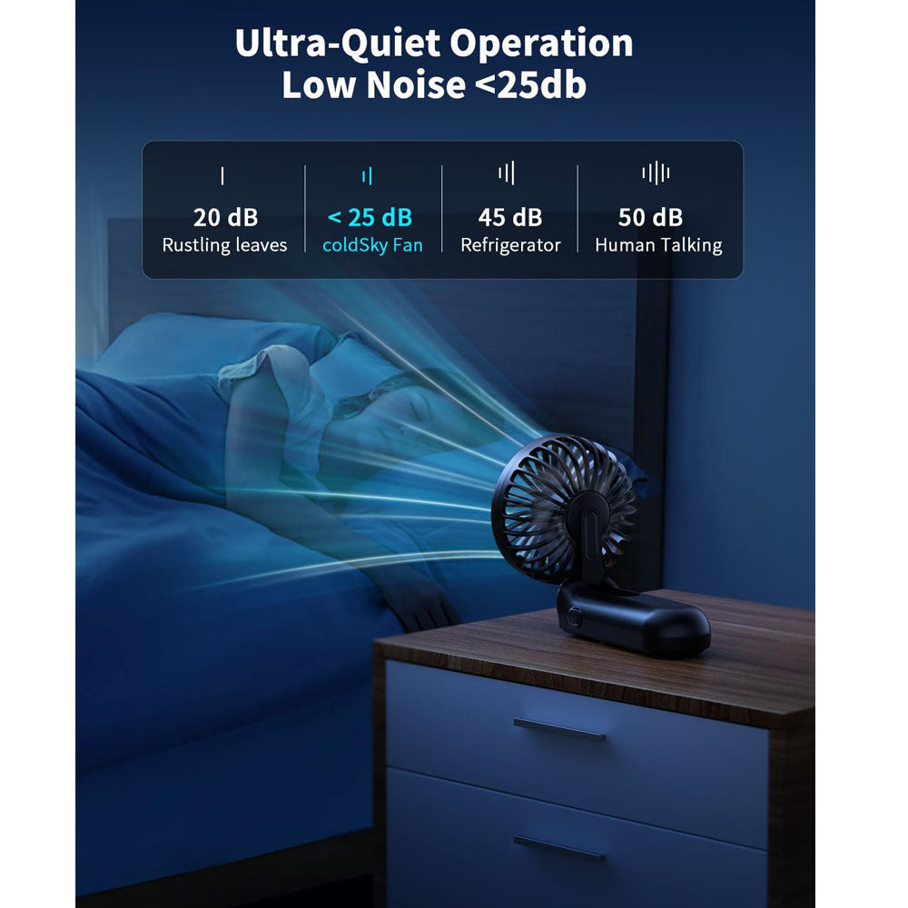 Portable Handheld Fan with LED Display, Foldable 3000mAh Rechargeable Battery Mini Fan for Outdoor, Beach & Travel