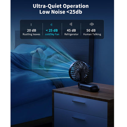 Portable Handheld Fan with LED Display, Foldable 3000mAh Rechargeable Battery Mini Fan for Outdoor, Beach & Travel