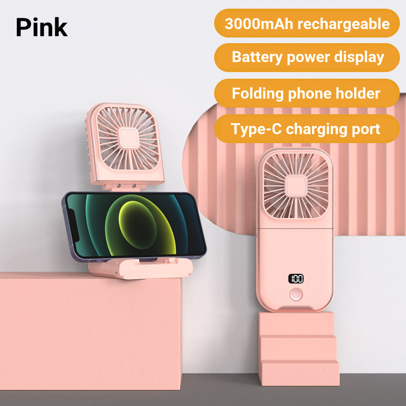 USB Mini Foldable Neck Fan Handheld Desktop Cooling Ventilator Air Cooler, Portable Fan for Camping, Travel, Sports