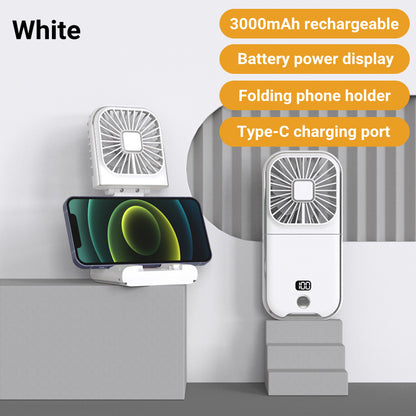 USB Mini Foldable Neck Fan Handheld Desktop Cooling Ventilator Air Cooler, Portable Fan for Camping, Travel, Sports