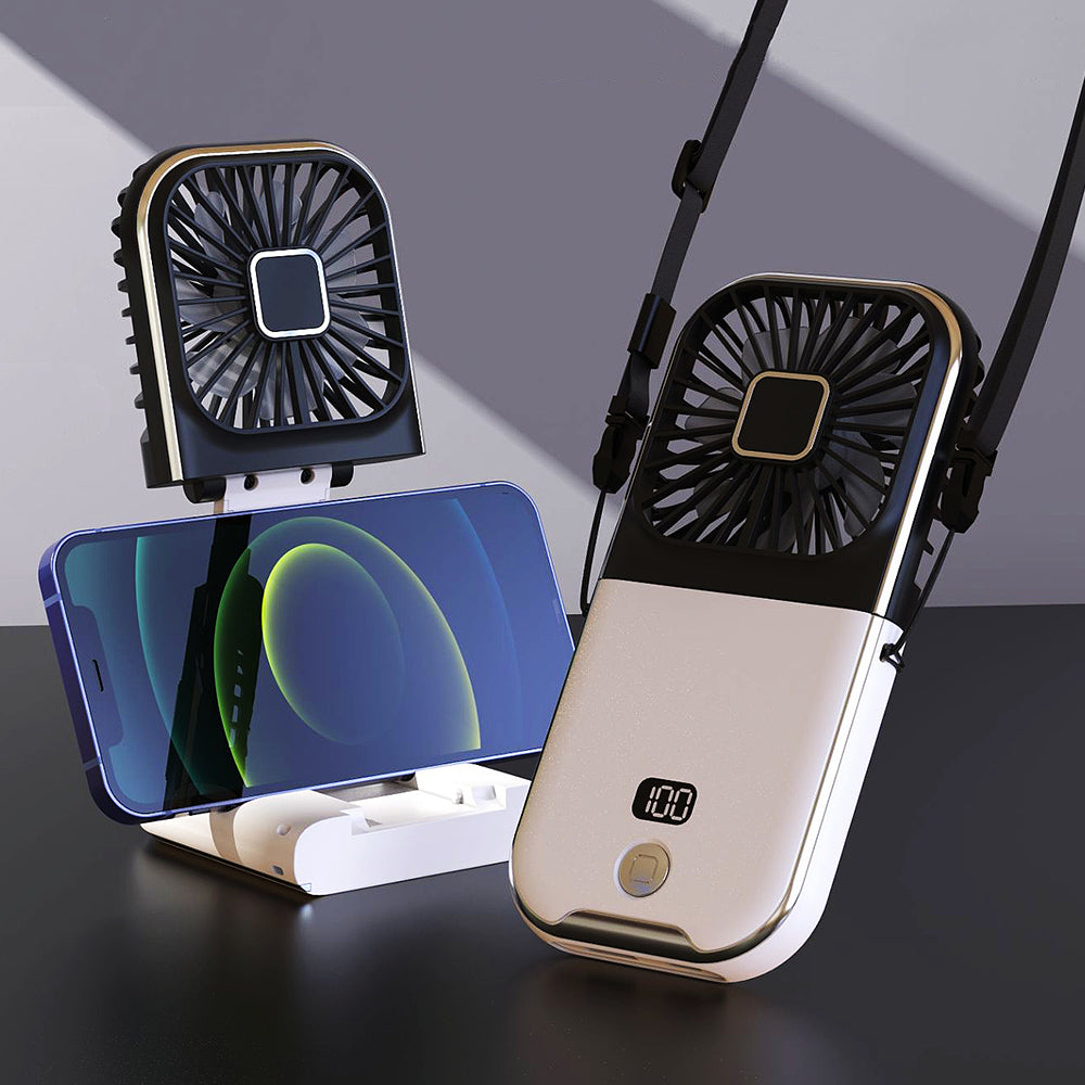 USB Mini Foldable Neck Fan Handheld Desktop Cooling Ventilator Air Cooler, Portable Fan for Camping, Travel, Sports
