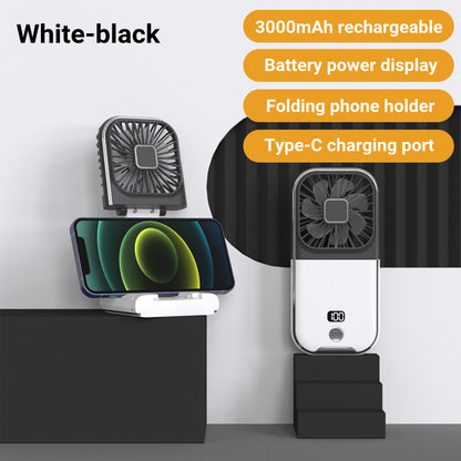 USB Mini Foldable Neck Fan Handheld Desktop Cooling Ventilator Air Cooler, Portable Fan for Camping, Travel, Sports