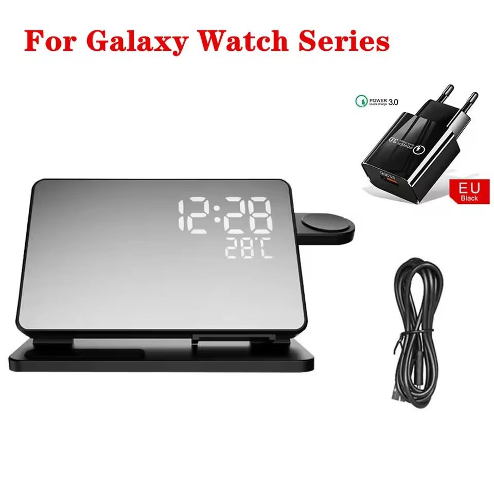 3in1 Wireless Charging Station With Alarm Clock For Samsung Galaxy Watch And Smartphones 7