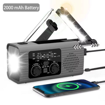 Solar Rechargeable Emergency Radio With LED Light And Hand Crank For Outdoor Adventures 9