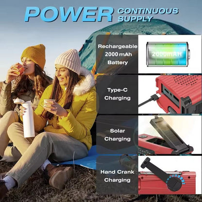 Solar Rechargeable Emergency Radio With LED Light And Hand Crank For Outdoor Adventures 2