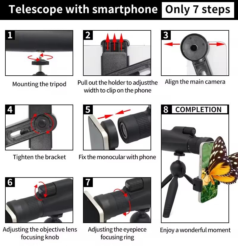 1030x50 HD Zoom Monocular Telescope With Tripod And Phone Adapter 4