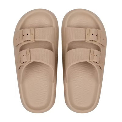 Womens Soft Platform Cloud Slides With Double Buckle 9