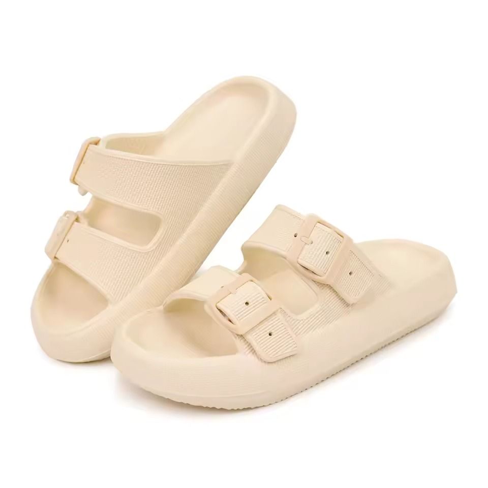 Womens Soft Platform Cloud Slides With Double Buckle 2