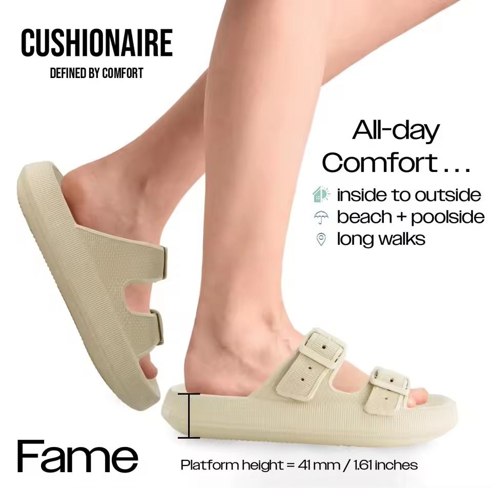 Womens Soft Platform Cloud Slides With Double Buckle 3