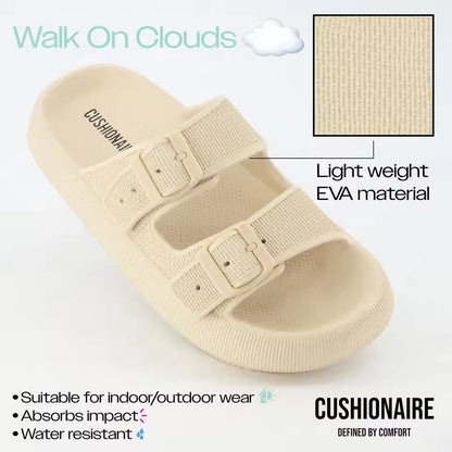 Womens Soft Platform Cloud Slides With Double Buckle 5