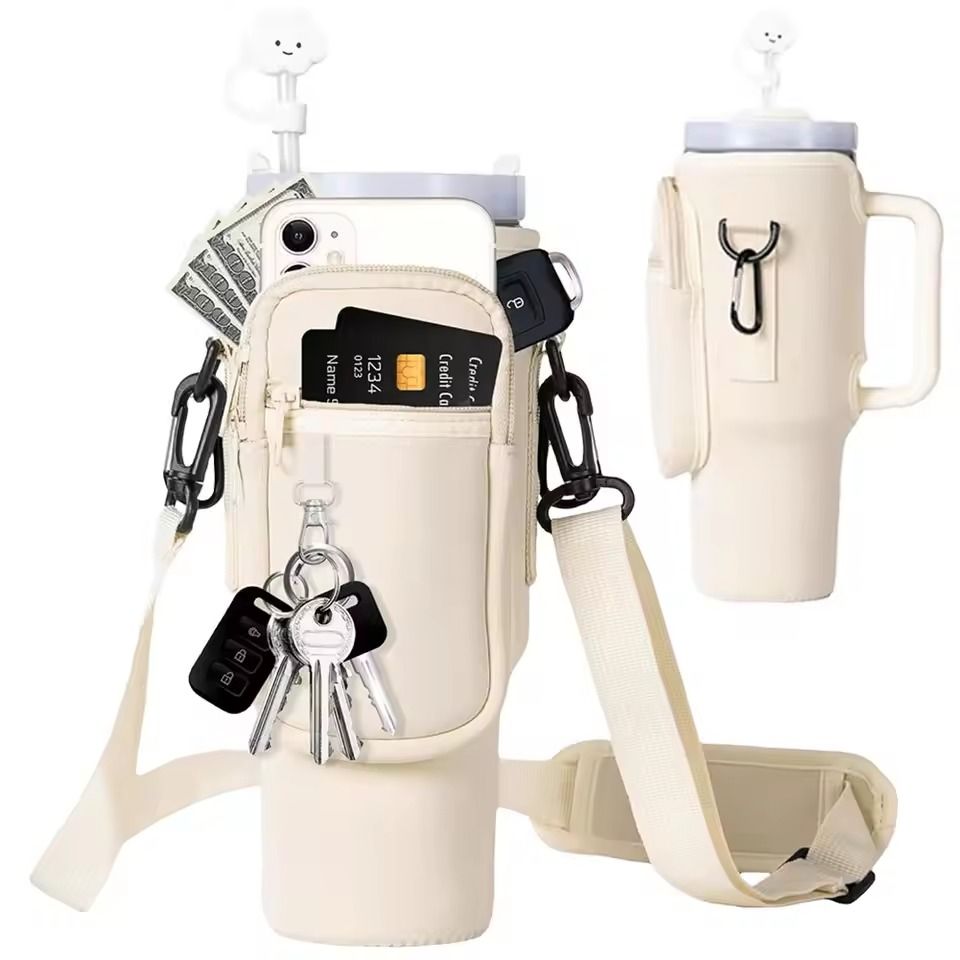 40oz Neoprene Water Bottle Carrier with Adjustable Shoulder Strap