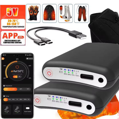 Rechargeable 5000mAh Power Bank for Heated Gloves, Vests, and Winter Gear