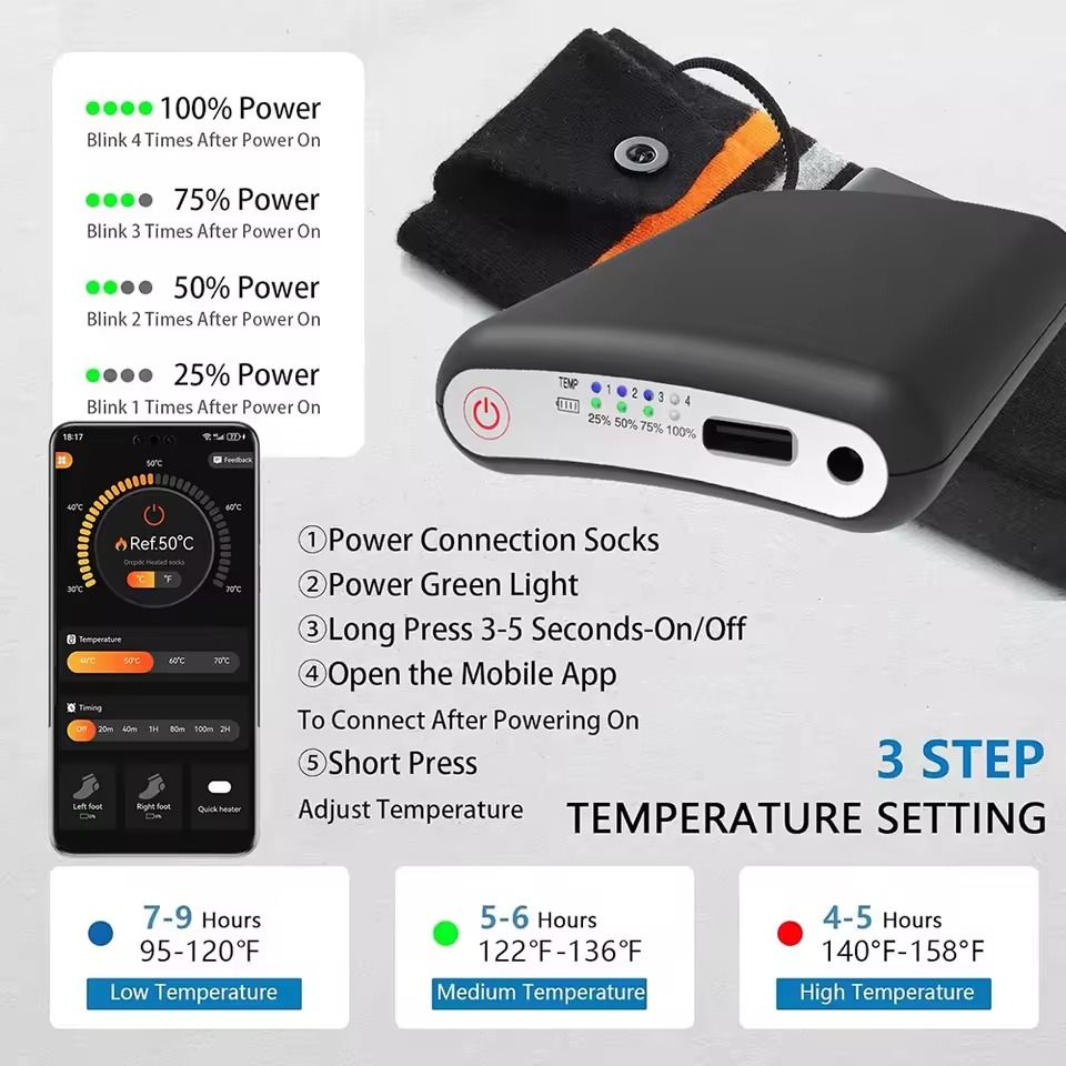 Rechargeable 5000mAh Power Bank For Heated Gloves Vests And Winter Gear 2