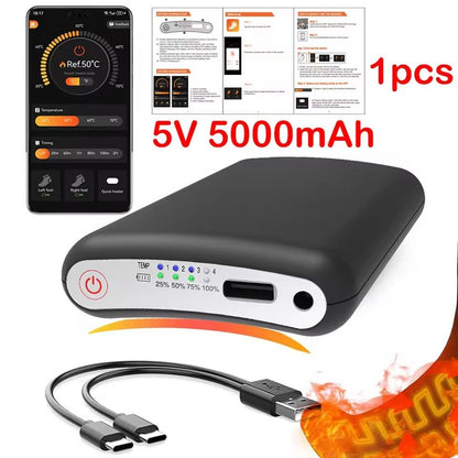 Rechargeable 5000mAh Power Bank For Heated Gloves Vests And Winter Gear 6