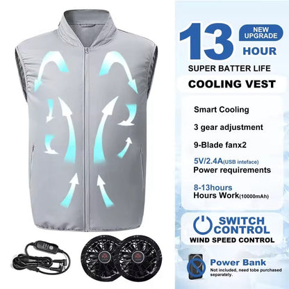 Rechargeable Electric Cooling Fan Vest For Outdoor Work And Hiking 6