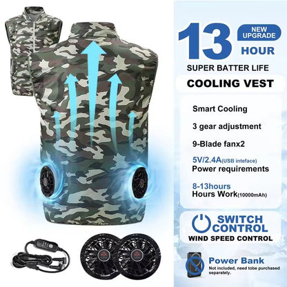 Rechargeable Electric Cooling Fan Vest For Outdoor Work And Hiking 7