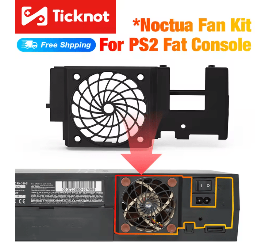 PS2 Fat Silent Cooling Kit with Noctua Fan Bracket