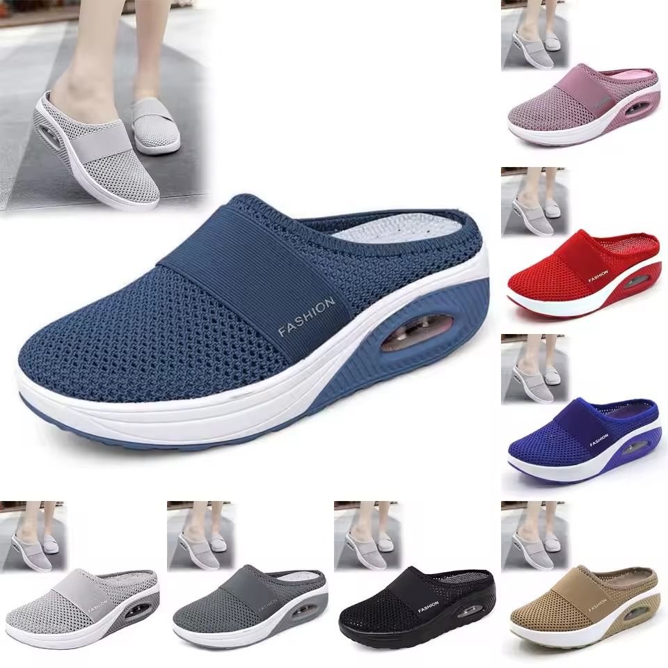 Womens Slip-On Mesh Walking Sandals with Arch Support and Thick Soft Sole