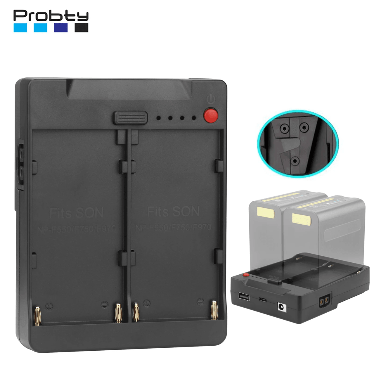 Probty Dual NPF970 to V Mount Converter Plate with D Tap