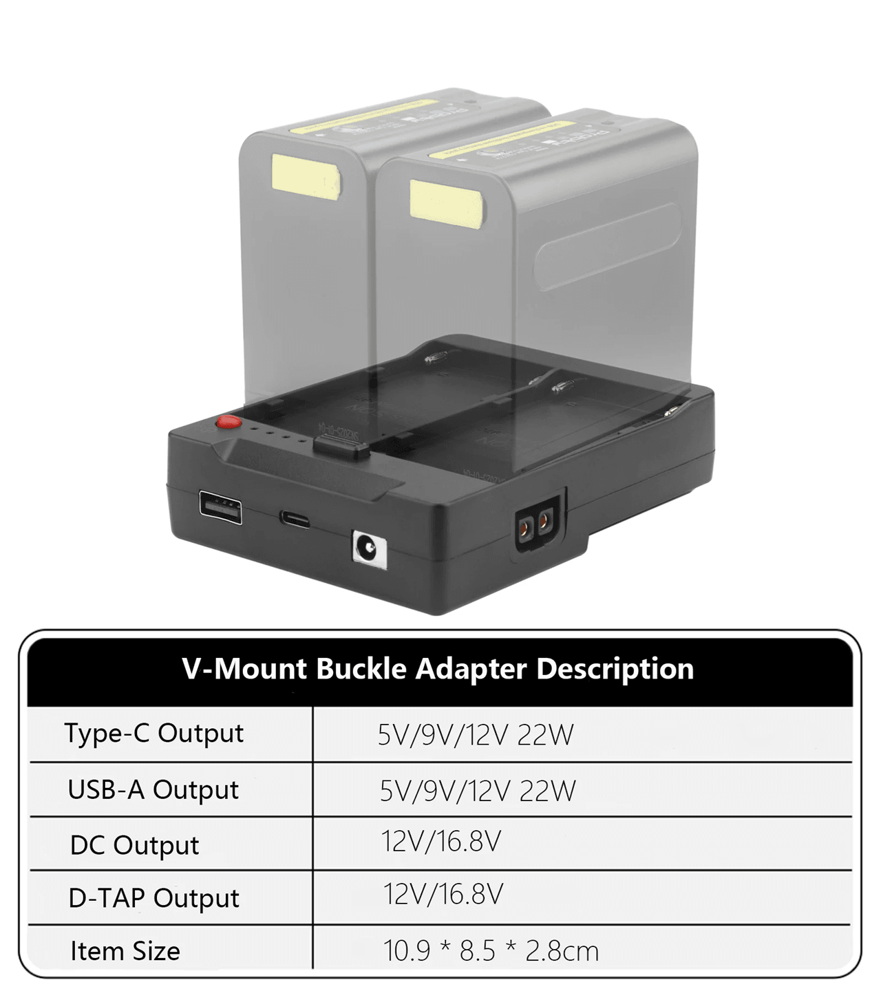 Probty Dual NPF970 To V Mount Converter Plate With D Tap 4