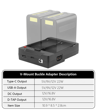 Probty Dual NPF970 To V Mount Converter Plate With D Tap 4
