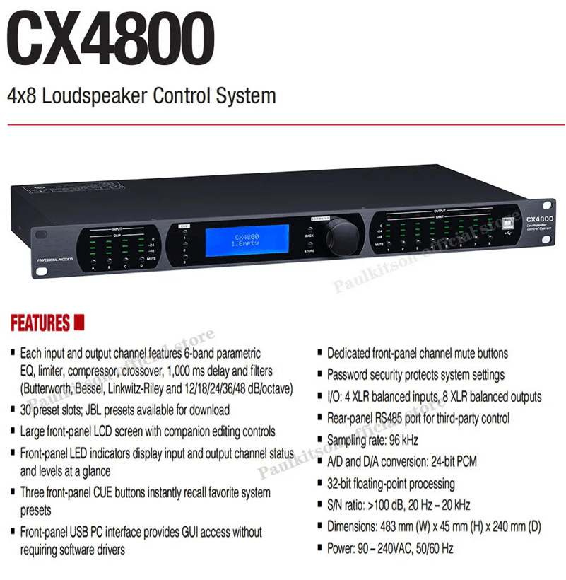 Paulkitson CX4800 Professional Audio Processor 4 In 8 Out 1