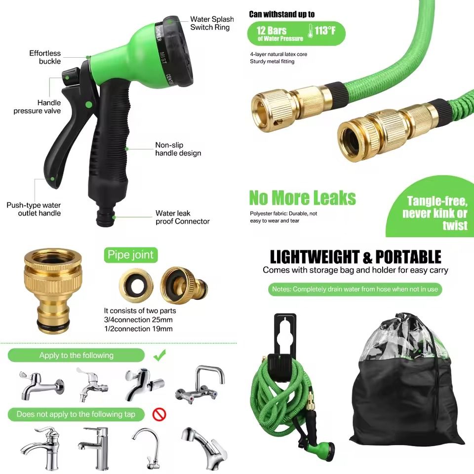 Expandable Garden Water Hose With High Pressure Double Metal Connectors 4