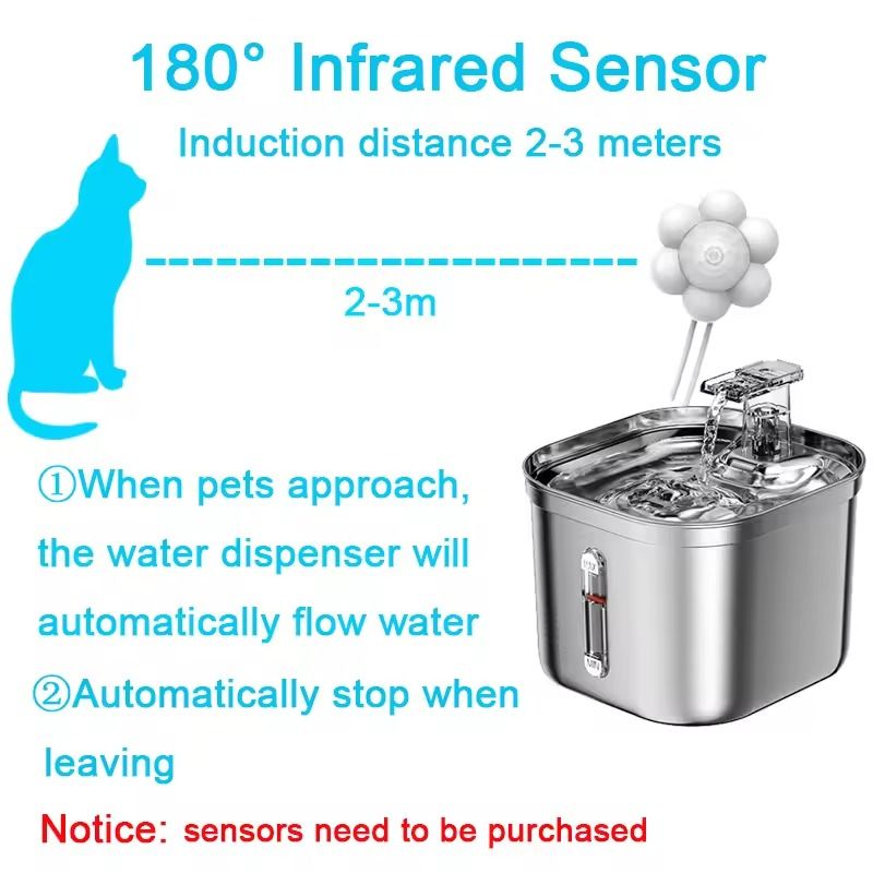Stainless Steel Cat Fountain With Sensor And Quiet Ultra Filtration System 2