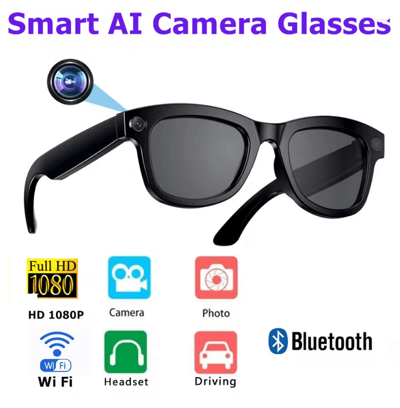 SmartView AI 1080P Camera Sunglasses – Mini Video Recorder & Polarized Sports DVR