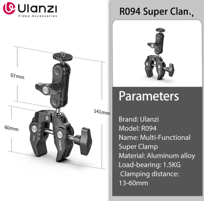 Ulanzi R094 Super Clamp With Double Ball Head Magic Arm 2