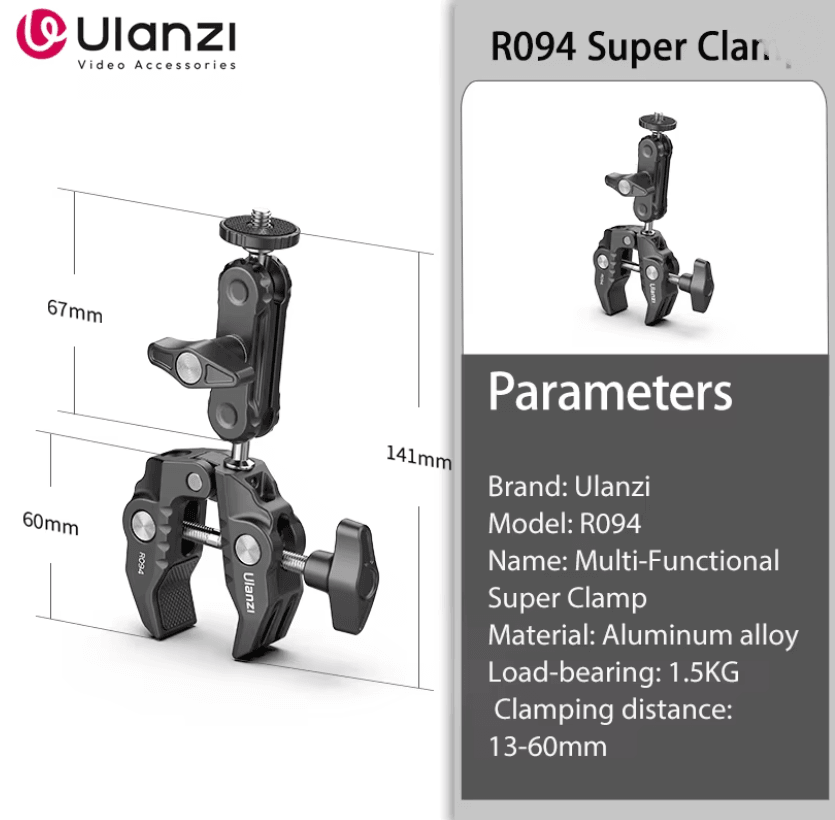 Ulanzi R094 Super Clamp With Double Ball Head Magic Arm 4