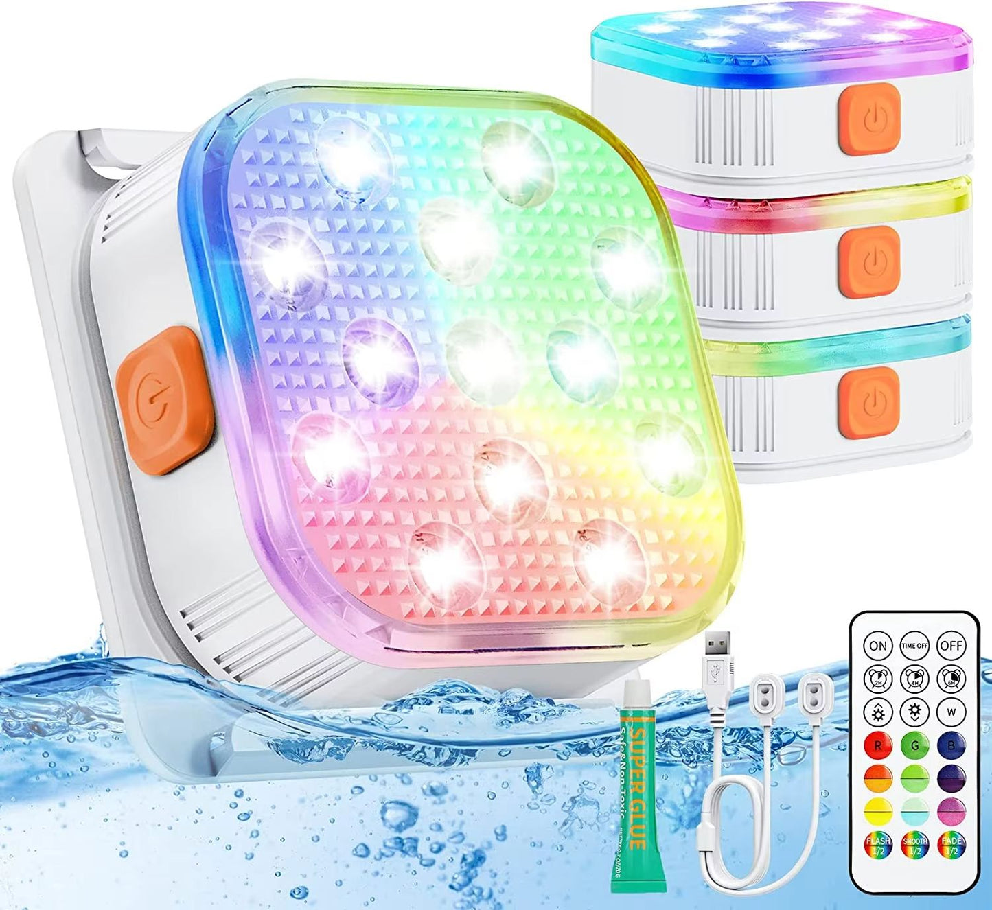 Rechargeable Underwater Pool Lights – Remote-Controlled LED Submersible Lights with Timer & Color Changing Modes