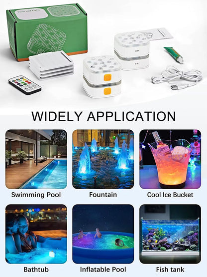 Rechargeable Underwater Pool Lights  RemoteControlled LED Submersible Lights With Timer  Color Chan 2