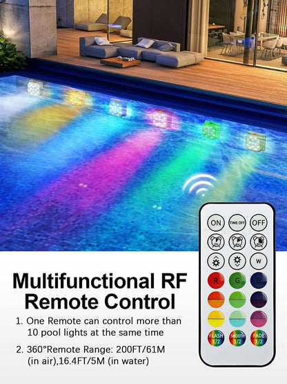 Rechargeable Underwater Pool Lights  RemoteControlled LED Submersible Lights With Timer  Color Chan 3