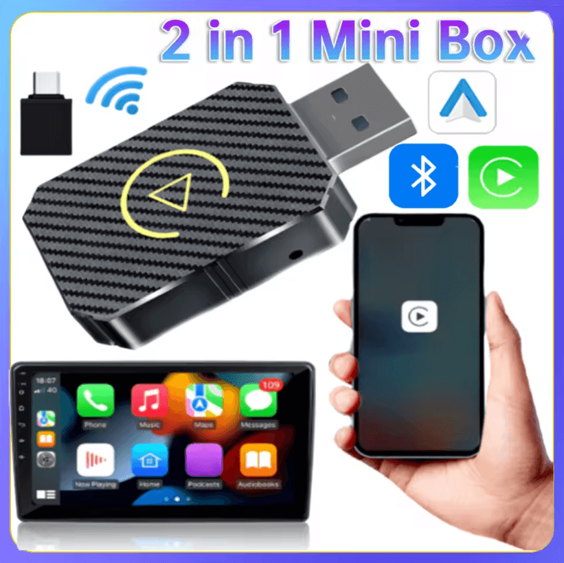 2-in-1 Wireless CarPlay and Android Auto Adapter Bluetooth 5.0 Plug and Play