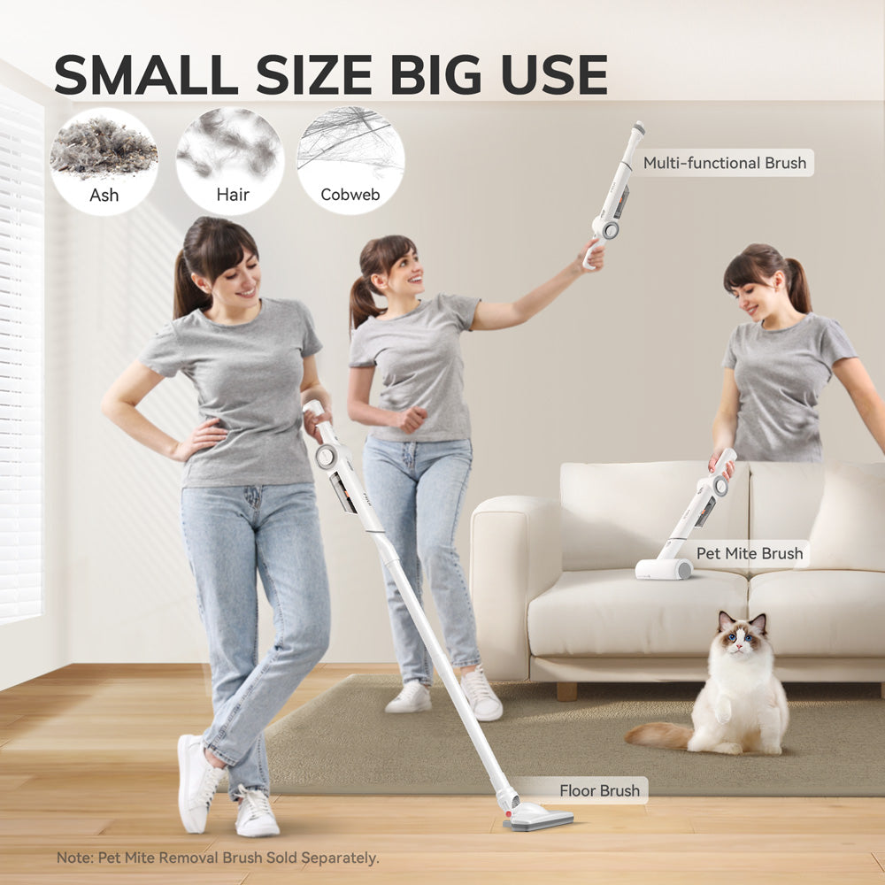 White Portable Handheld Vacuum Cleaner, Lightweight Multi-Function Cordless Cleaner for Car, Household & Pet Hair