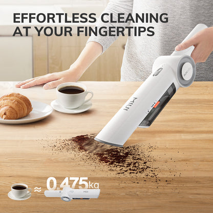 White Portable Handheld Vacuum Cleaner, Lightweight Multi-Function Cordless Cleaner for Car, Household & Pet Hair
