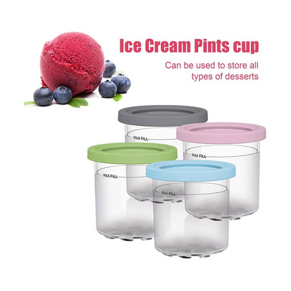 Ice Cream Containers with Lids for Ninja Creami, Reusable Ice Cream Pints Cup for Homemade Frozen Desserts