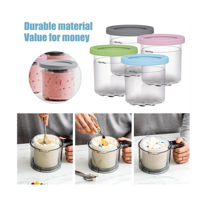 Ice Cream Containers with Lids for Ninja Creami, Reusable Ice Cream Pints Cup for Homemade Frozen Desserts
