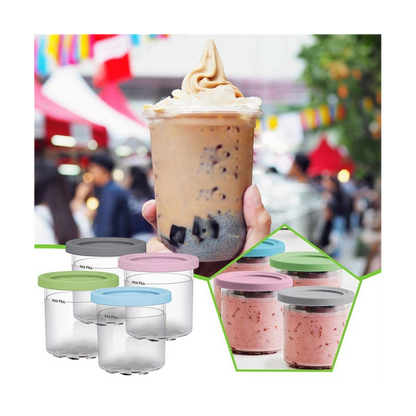 Ice Cream Containers with Lids for Ninja Creami, Reusable Ice Cream Pints Cup for Homemade Frozen Desserts