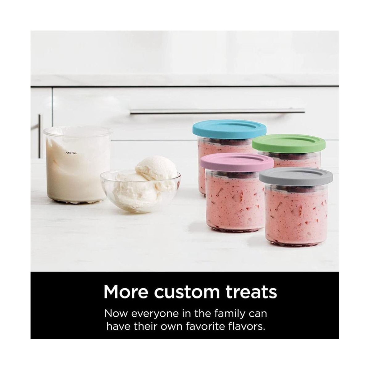 Ice Cream Containers with Lids for Ninja Creami, Reusable Ice Cream Pints Cup for Homemade Frozen Desserts