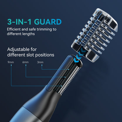 Men Body Hair Razor & Beard Trimmer, Dual sided Blade, IPX6 Waterproof Electric Grooming Tool