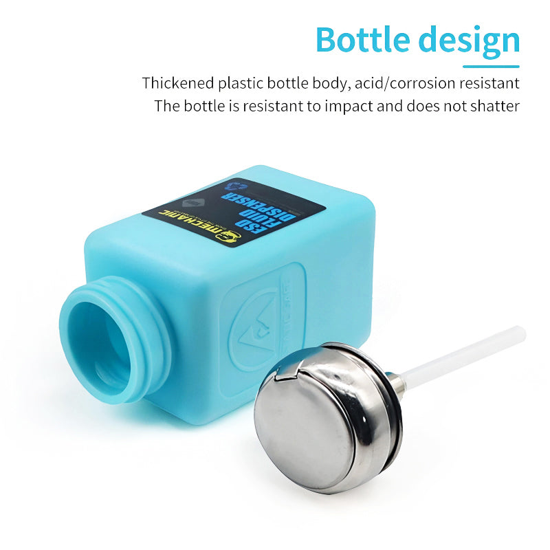 Industrial Stainless Steel MECHANIC Anti-Static Alcohol Dispenser Bottle for Motherboard Cleaning, PCB Repair