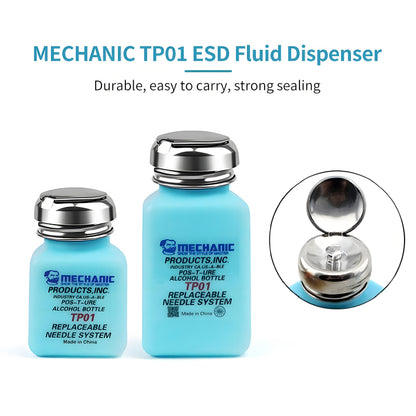 Industrial Stainless Steel MECHANIC Anti-Static Alcohol Dispenser Bottle for Motherboard Cleaning, PCB Repair