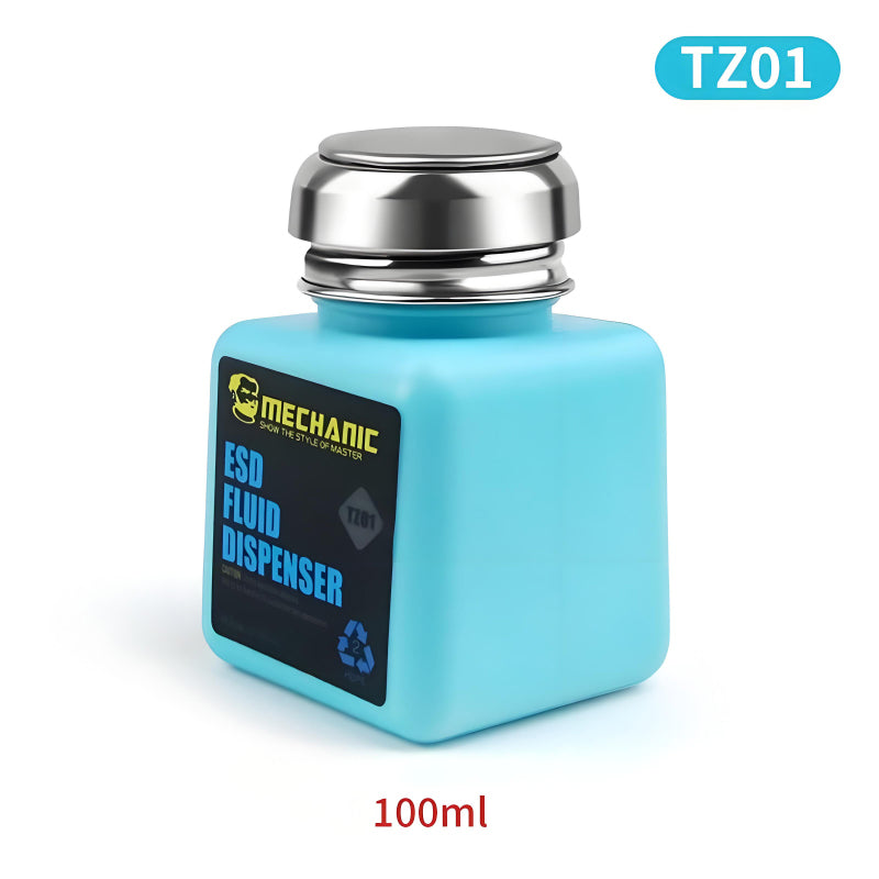 Industrial Stainless Steel MECHANIC Anti-Static Alcohol Dispenser Bottle for Motherboard Cleaning, PCB Repair